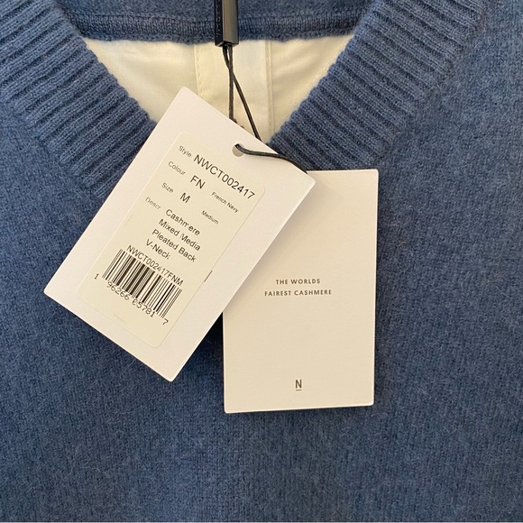 NAADAM Cashmere Mixed Media Pleated Back Sweater NWT Size Medium $375 - Picture 6 of 8